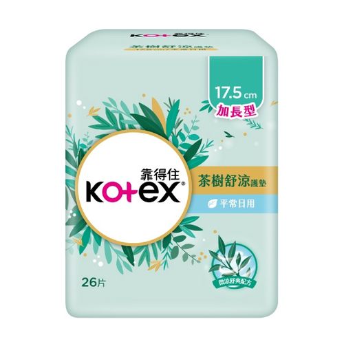Kotex 靠得住 茶樹沁涼護墊 平量日用 17.5cm 26 片