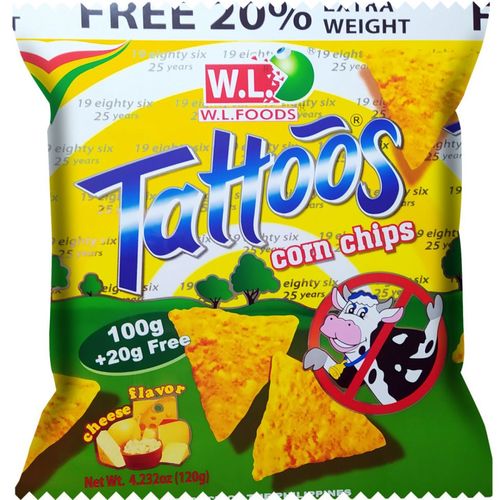 W.L. Tattoos Corn Chips 起司風味玉米脆片 100g(+20g 促銷贈量)