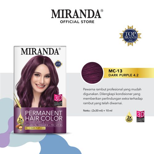 MIRANDA 3D Permanent Hair Color 染髮劑 #MC-13 Dark Purple 4.2